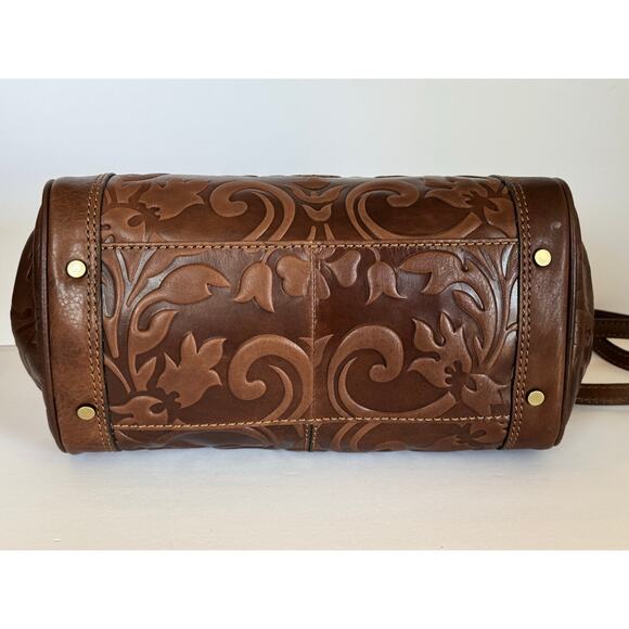 Gianni Conti Genuine Italian Leather Bag Doctor's Metal Frame Floral Design - Picture 14 of 14